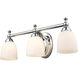 None 3 Light 22 inch Chrome Bathroom Vanity Light Wall Light